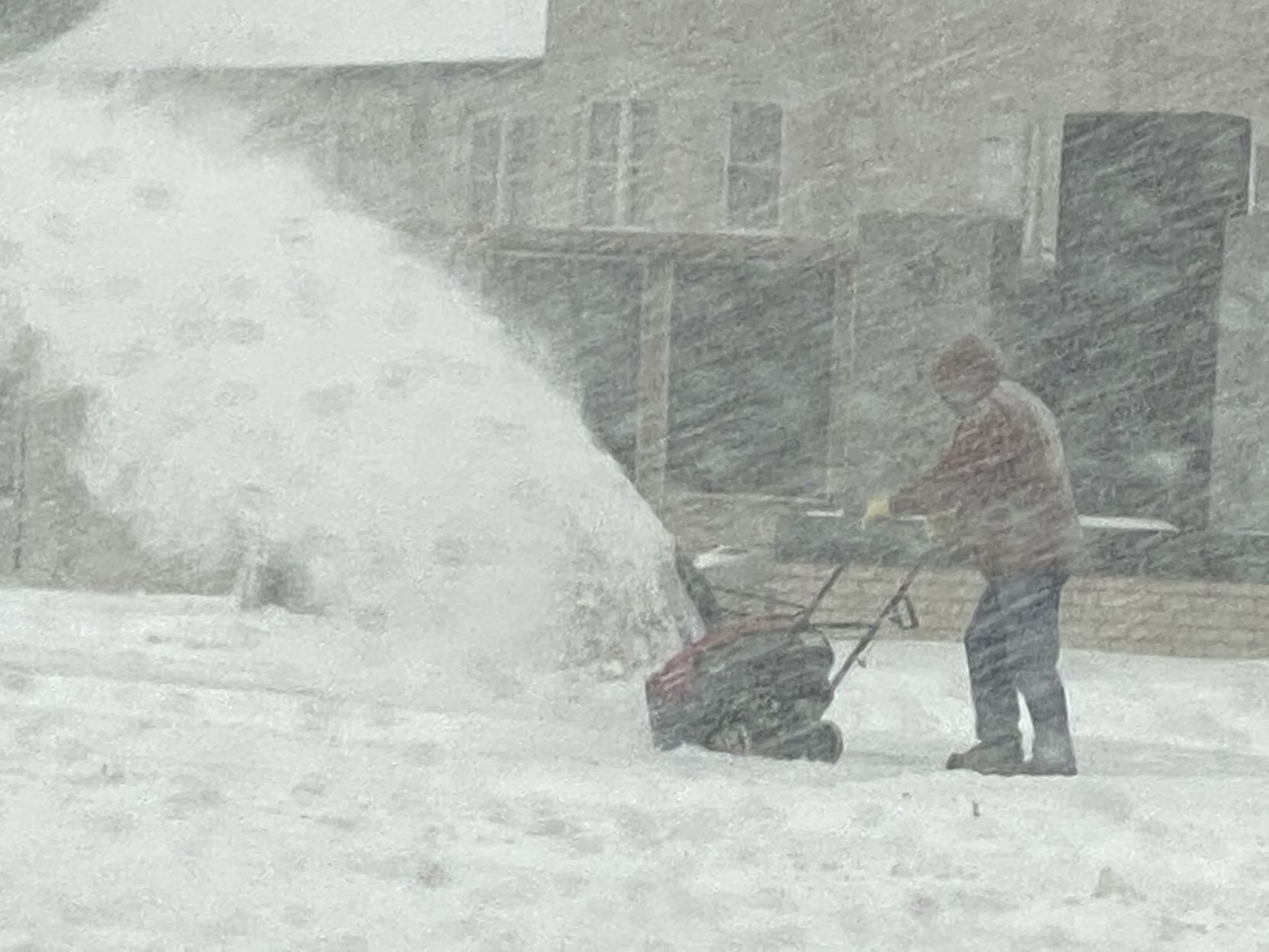 Snow blowing in blowing snow